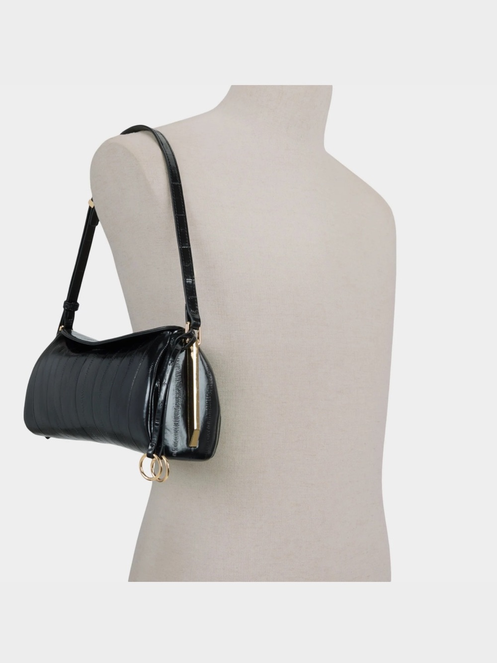 ALDO Hillarieex black patent shoulder bag